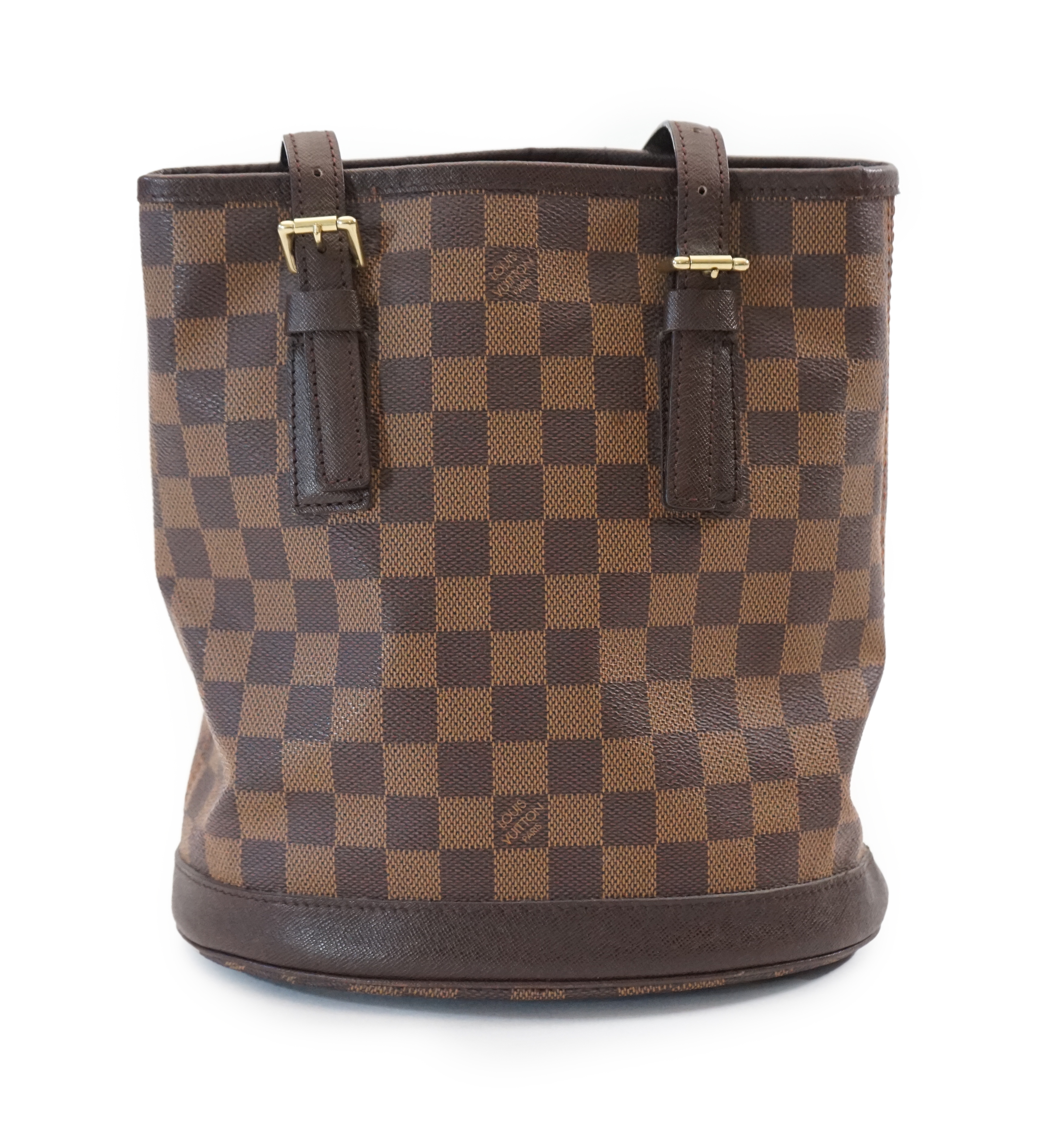 A Louis Vuitton Damier Ebene Marais bucket bag, width 23cm, depth 16cm, height 25cm